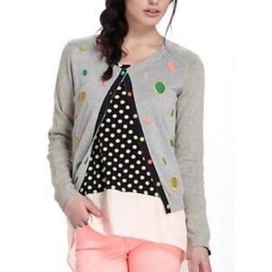 Anthropologie Charlie & Robin Grey Shimmer Multi Color Polka Dot Cardigan - XS